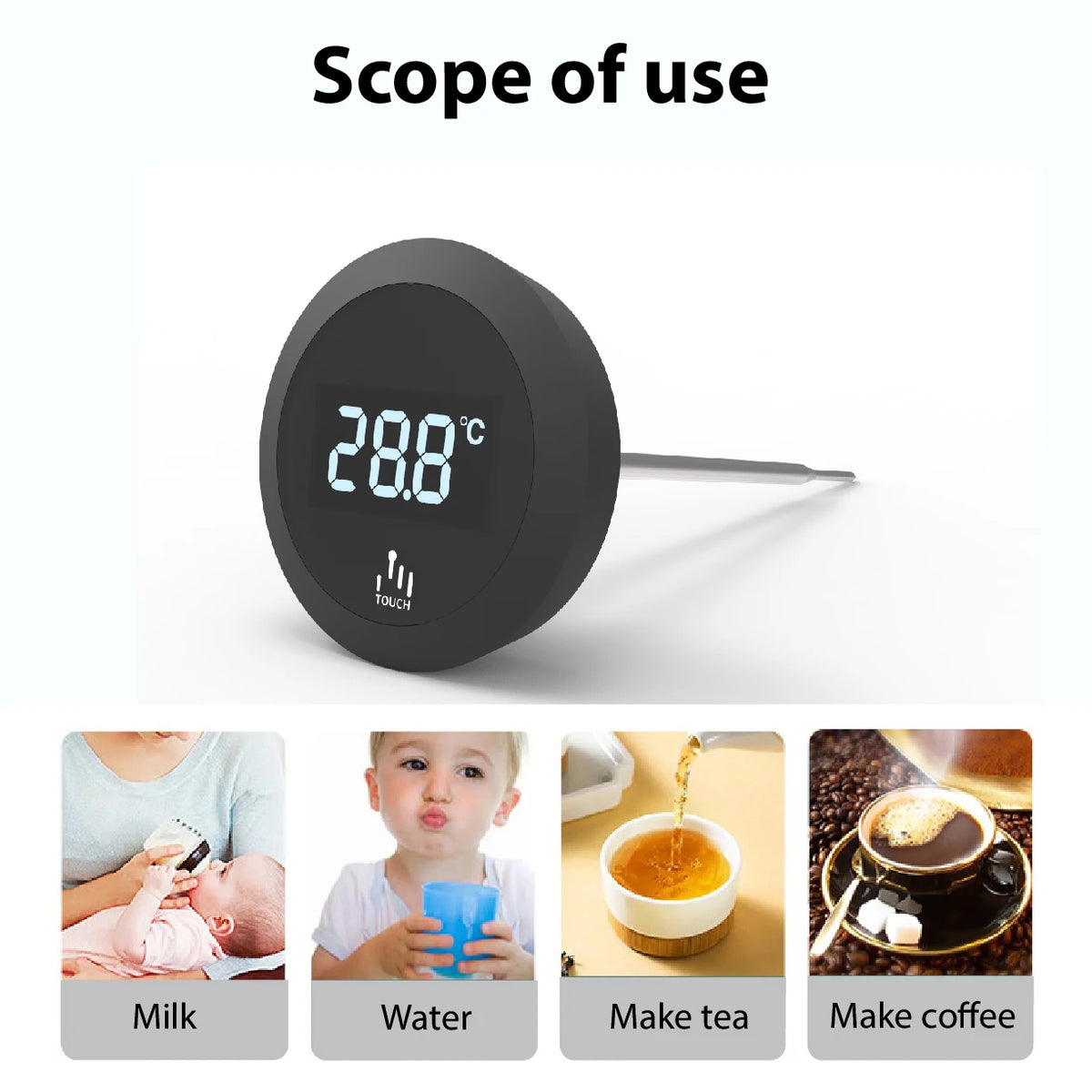 IP65 Waterproof Digital Kettle Lid Thermometer | LCD Touch Screen Kitchen Thermometer Axl