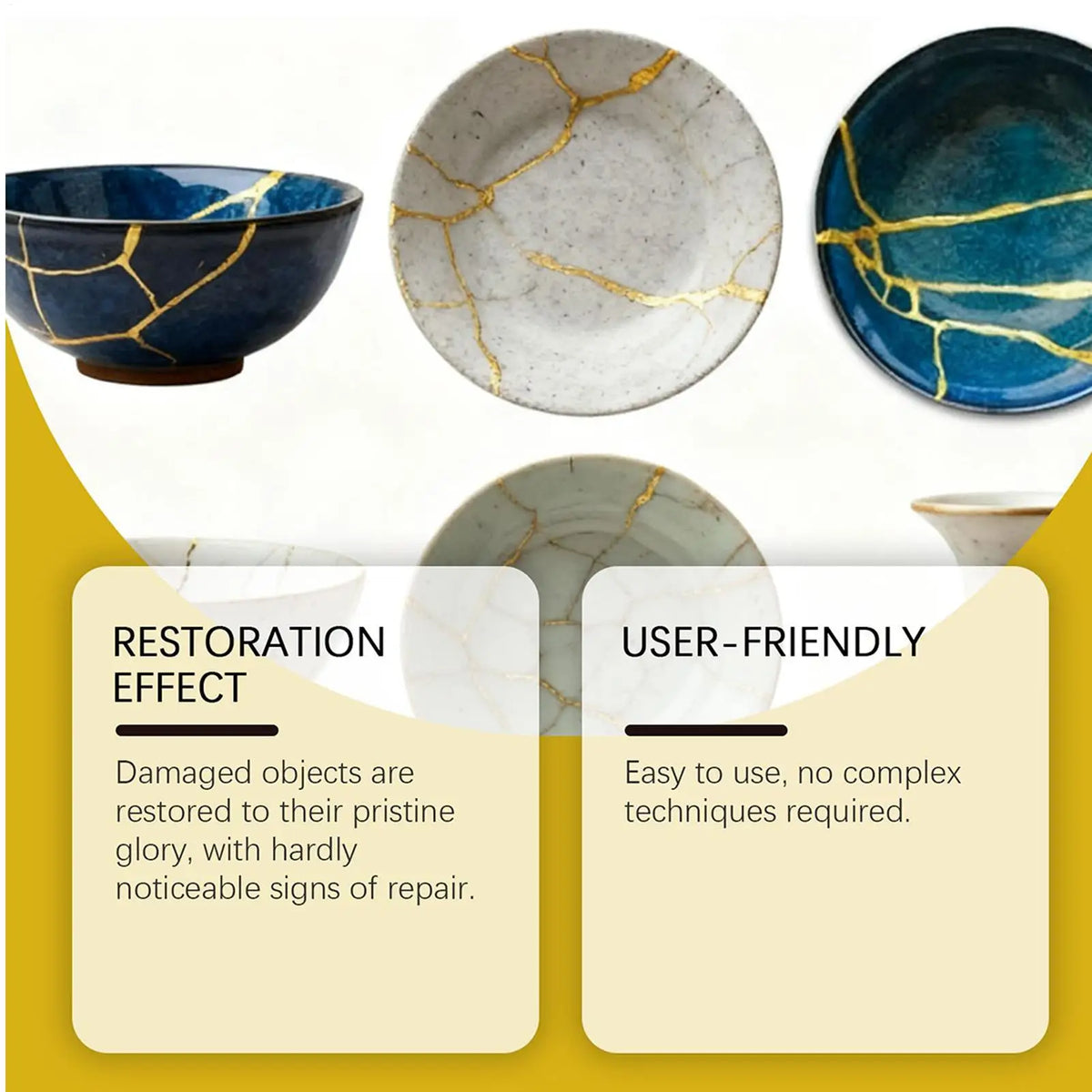 Kintsugi Gold Ceramic Repair Kit – Food Safe Pottery Glue Ceramic Repair Kit Axl