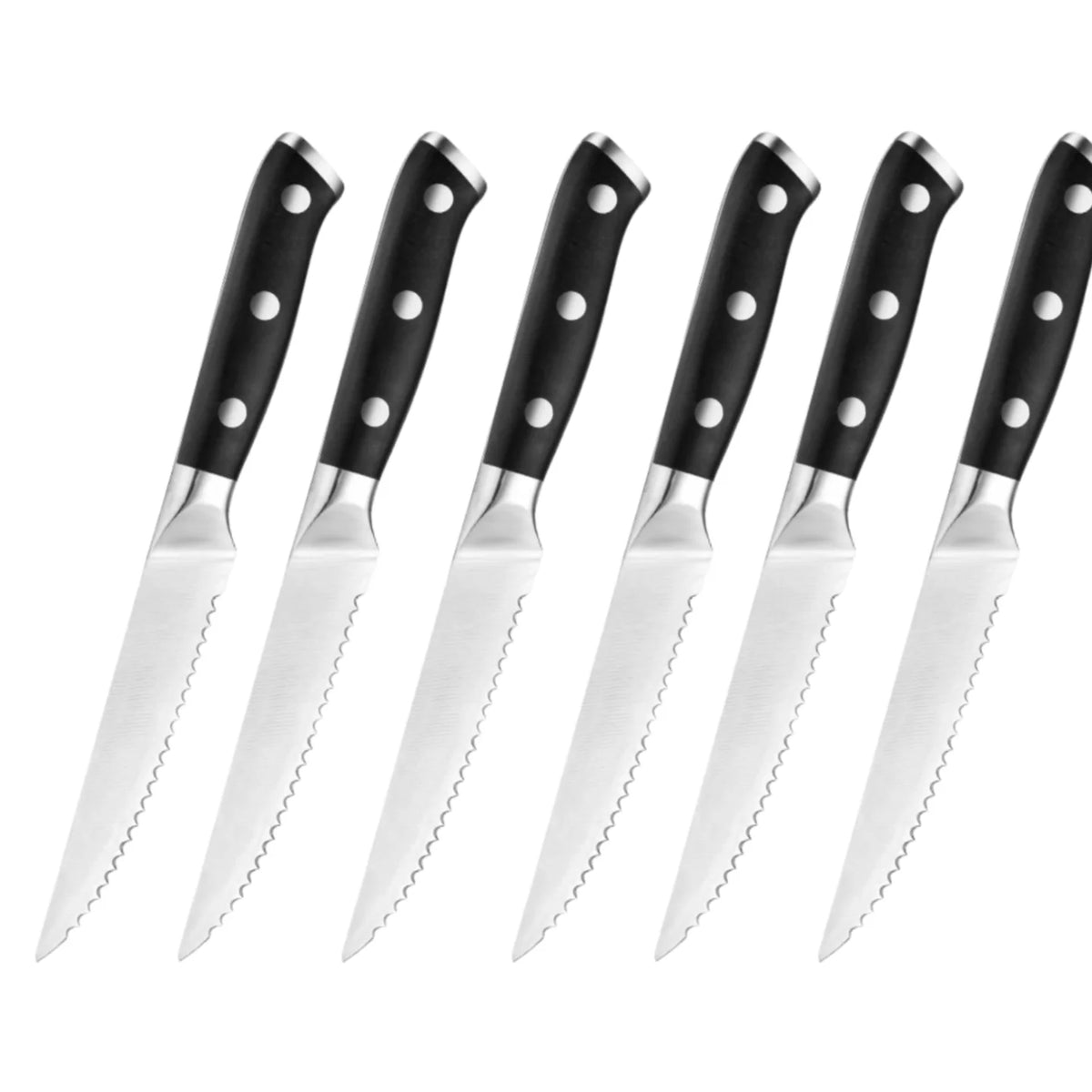Serrated Steak Knife Set – Stainless Steel ABS Handle 1-6 Pc Steak Knife Set Axl 6pcs