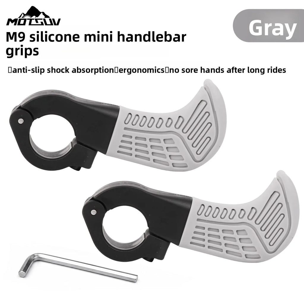 Silicone Mini Bar Ends – Anti-Slip Lock-On Bicycle Grips Bicycle Bar Ends Axl Gray