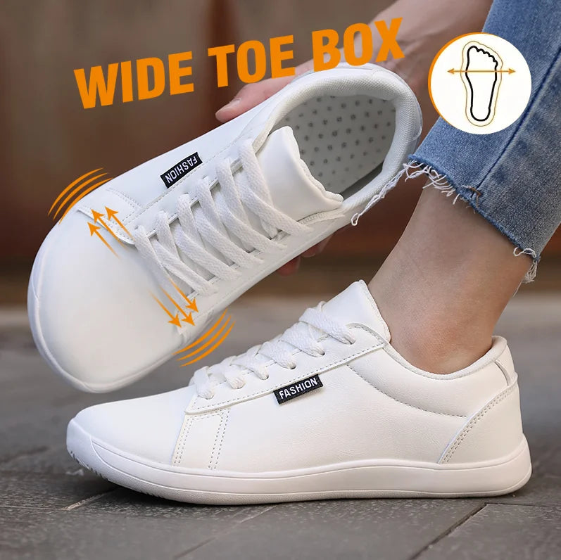 Women's Wide Barefoot Minimalist Sneakers – Lace-Up Flat Shoes Barefoot Sneakers Axl