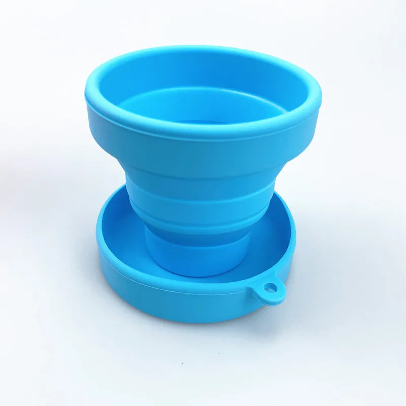 Foldable Silicone Travel Cup – Collapsible Portable Drinking Cup Collapsible Travel Cup Axl Blue
