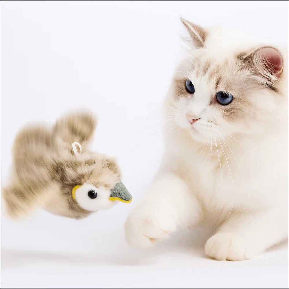 Electronic Flapping Bird Cat Toy – Touch-Activated Chirping Sparrow Interactive Cat Toy Axl