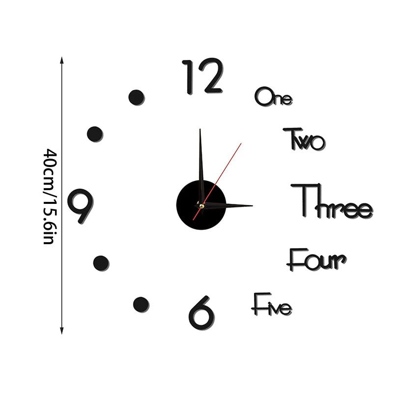 3D DIY Mirror Wall Clock – Silent Quartz Acrylic Home Decor DIY Wall Clock Axl