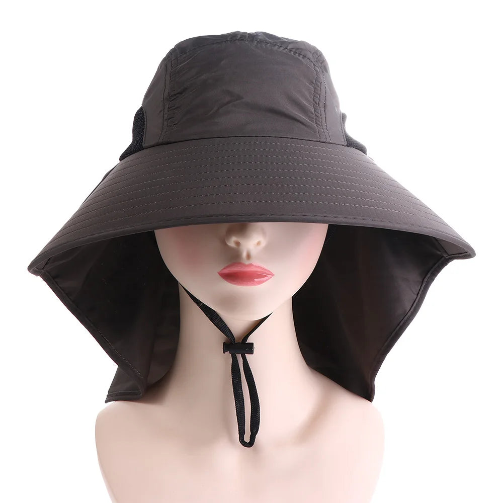 Wide Brim Bucket Hat with Neck Flap – UPF 50+ Sun Hat Sun Bucket Hat Axl Army Green
