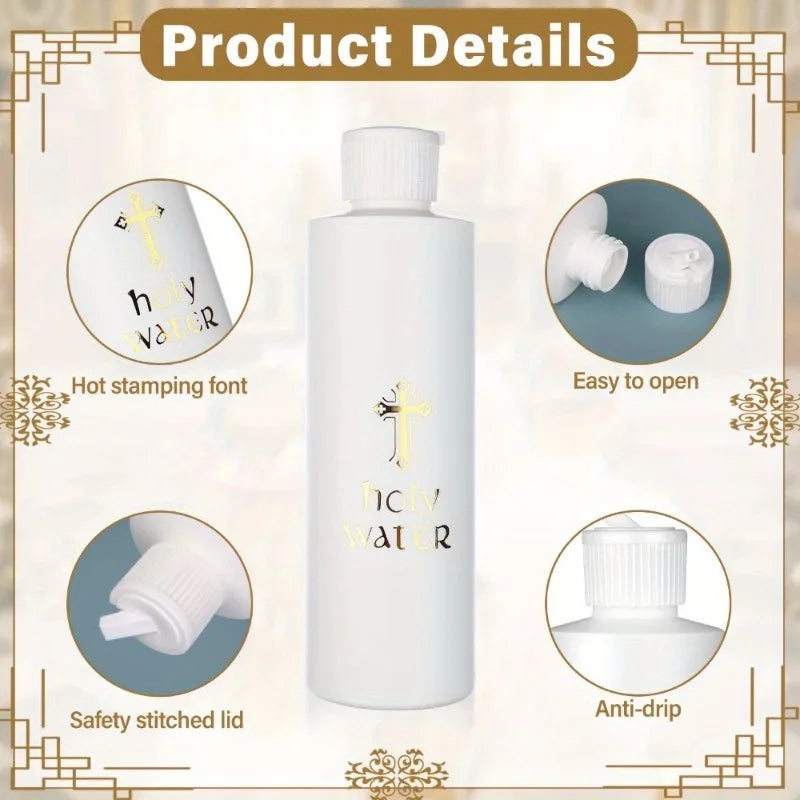 6-Pack 250ml Holy Water Bottles with Gold Cross – Catholic Set Religious Bottle Set Axl