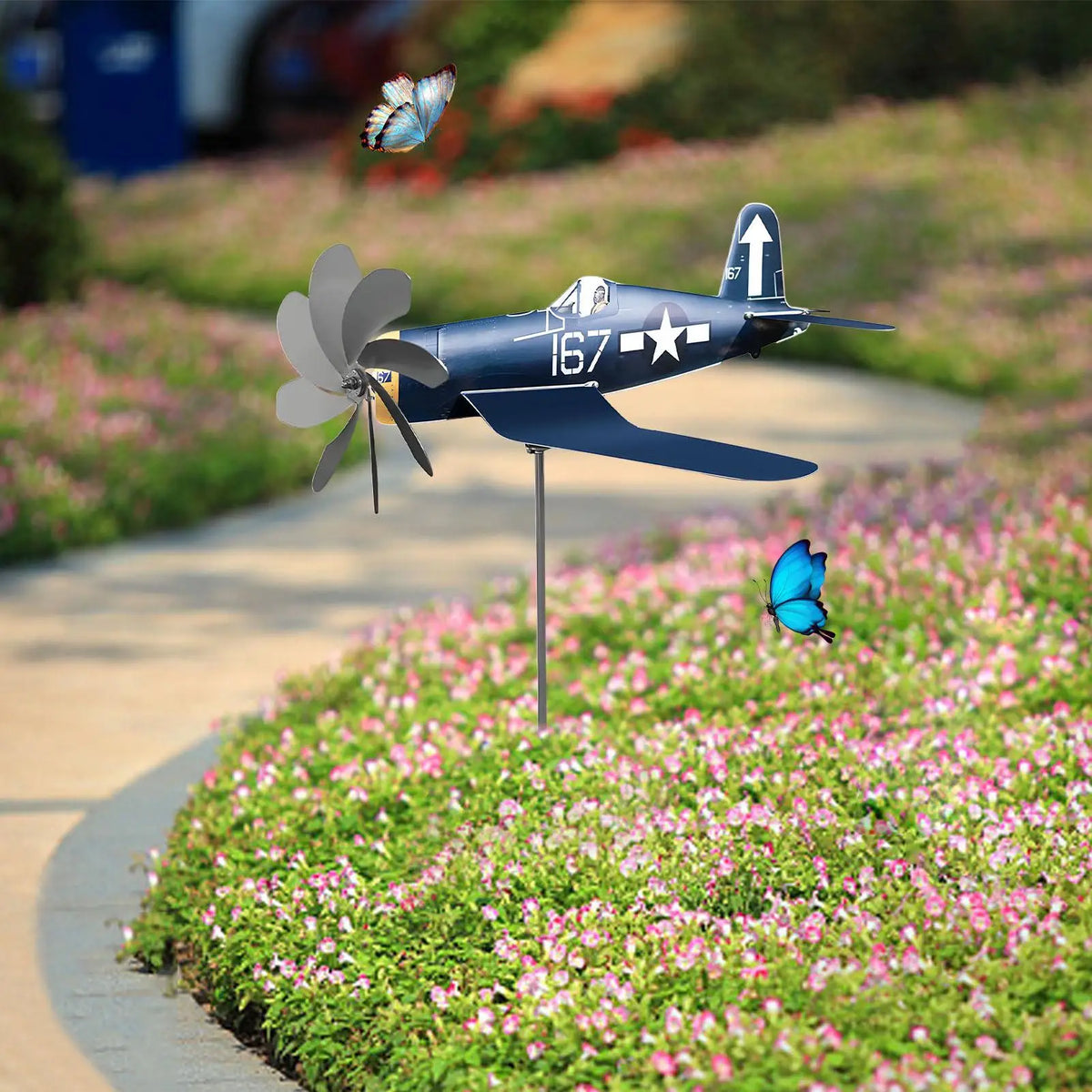 Metal Airplane Wind Spinner – Weather-Resistant Yard Windmill Garden Wind Spinner Axl
