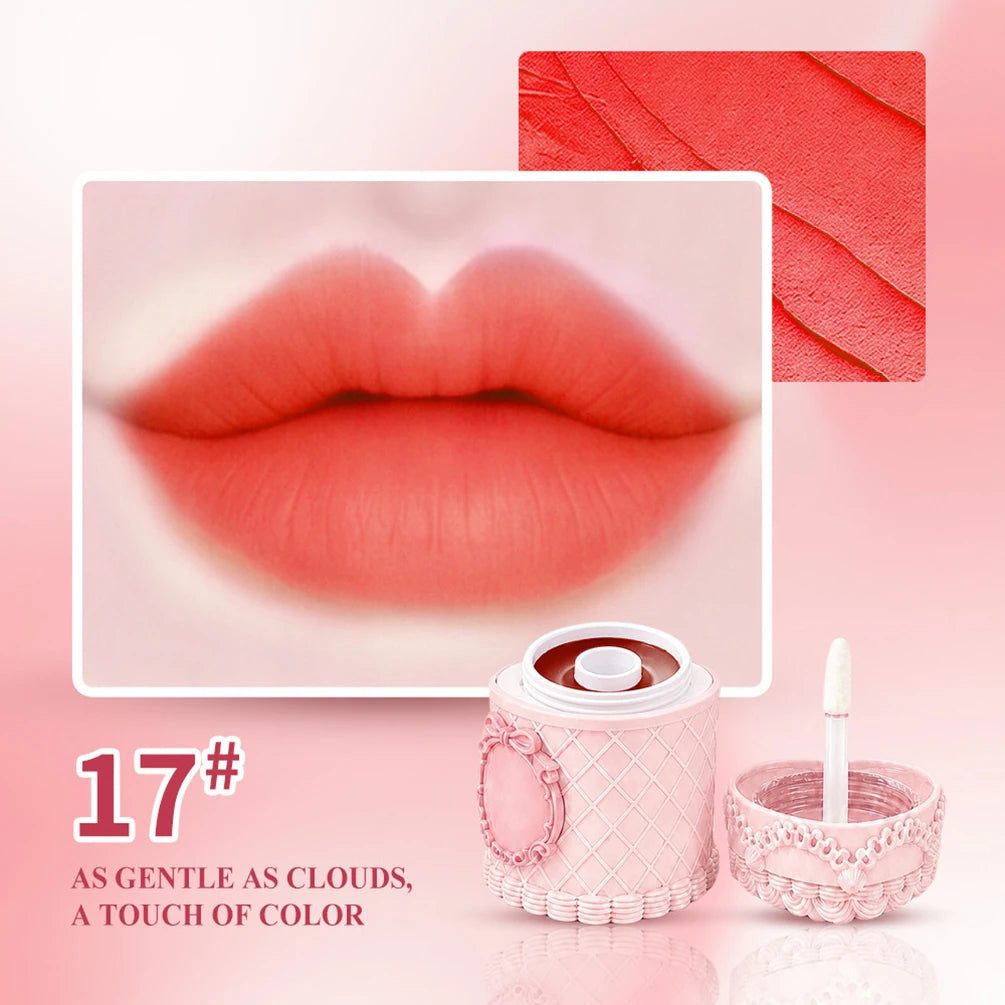 Heart Strawberry Cake Matte Lip Mud – Vegan Lipstick Cream Matte Lip Mud Axl 17 20pcs with logo