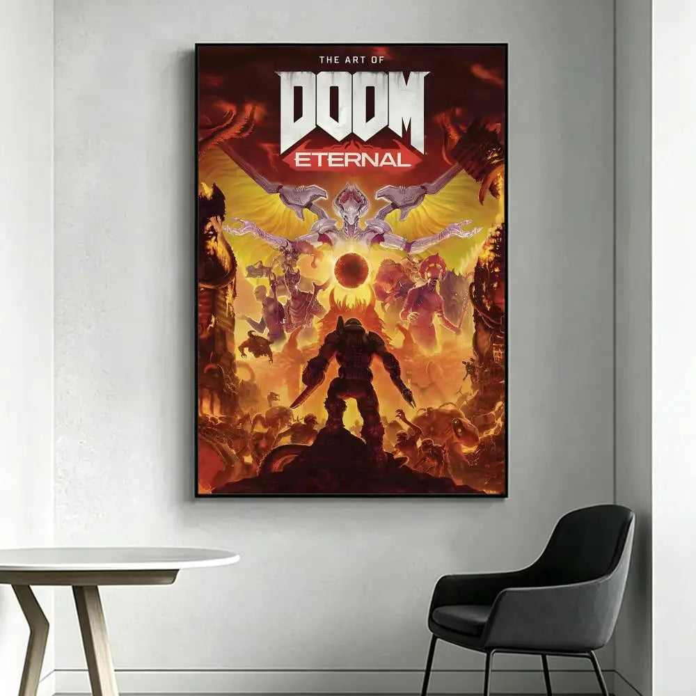 DOOM Eternal HD Game Poster – Waterproof Wall Art Decor Wall Art Poster Axl White4 40X50cmNoframe