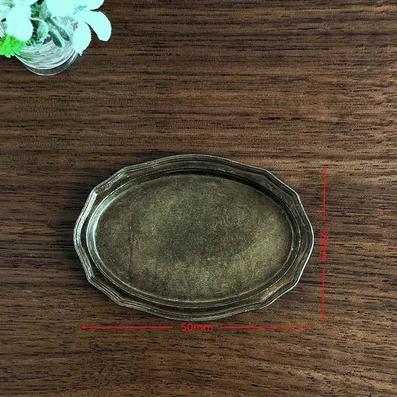 1/12 Dollhouse Miniature Oval Metal Dish – Retro Kitchen Plate Dollhouse Accessory Axl A5