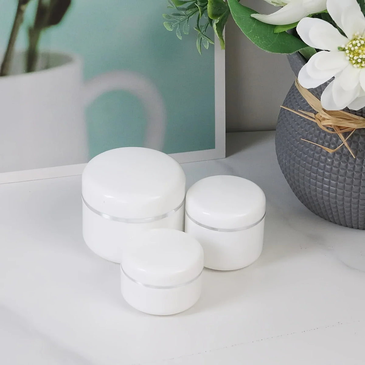 10-Pack White Plastic Cosmetic Jars with Twist-Top Lids Cosmetic Sample Jars Axl