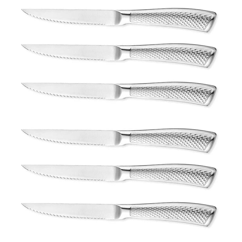 Stainless Steel Steak Knife Set – Serrated Kitchen Knives 1/3/6 Pc Steak Knife Set Axl 6pcs