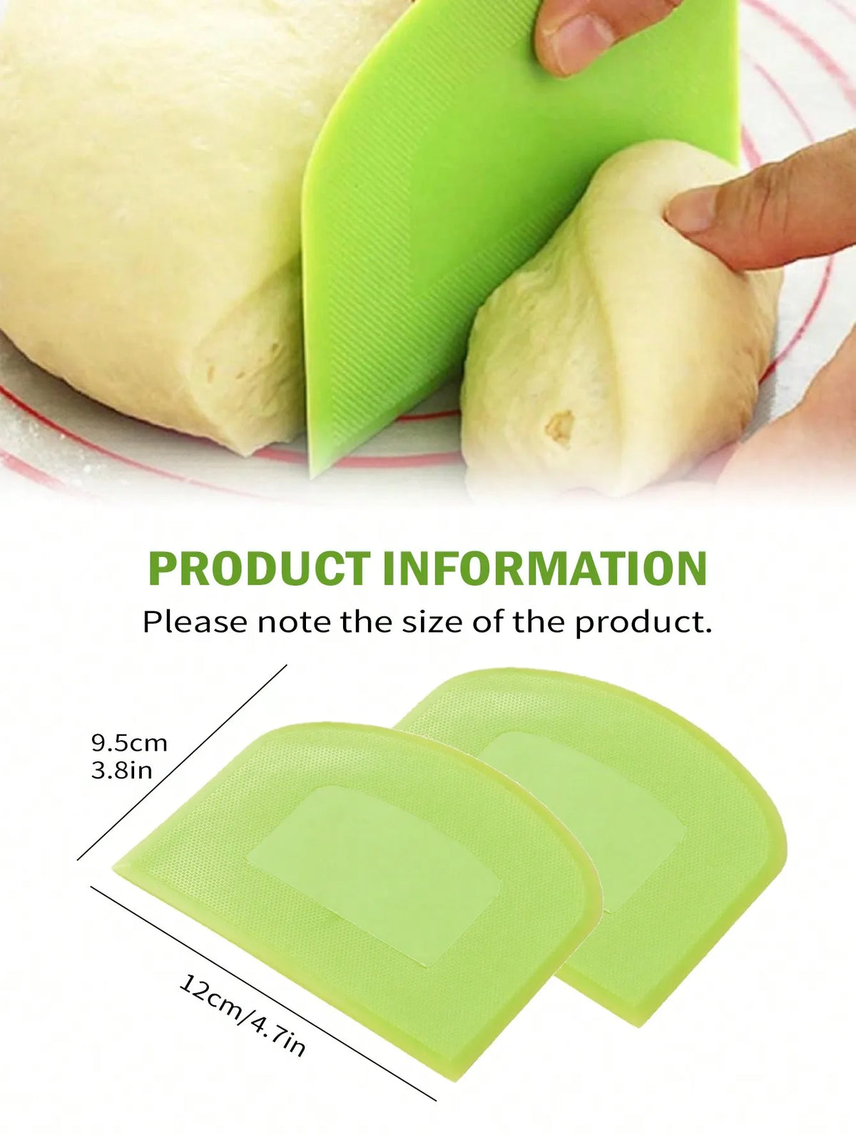 Leeseph 2-Piece Flexible Plastic Dough Scraper & Bowl Cutter Dough Scraper Set Axl