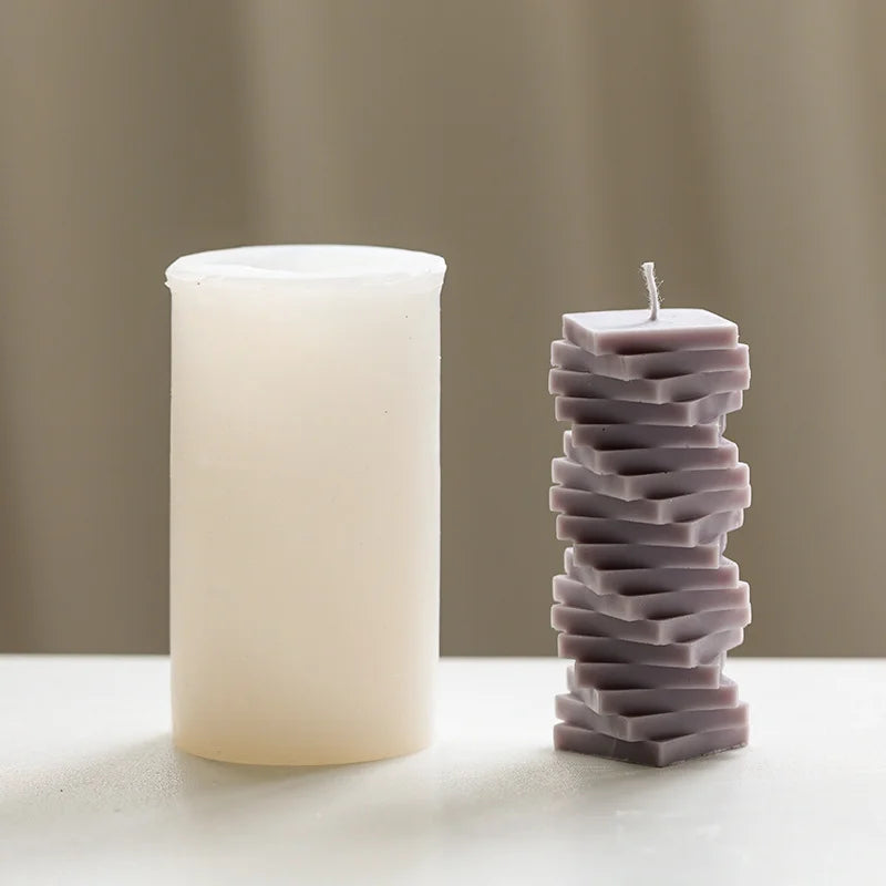 3D Spiral Square Column Silicone Candle & Soap Mold – DIY Silicone Craft Mold Axl