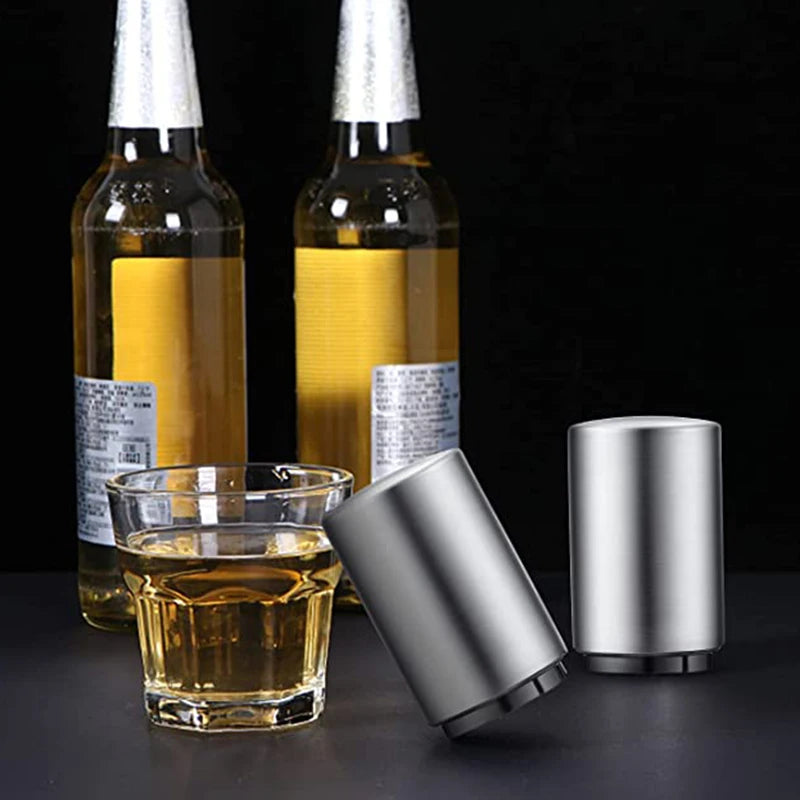 Automatic Push-Down Beer Bottle Opener – Magnetic Stainless Steel Bottle Opener Axl