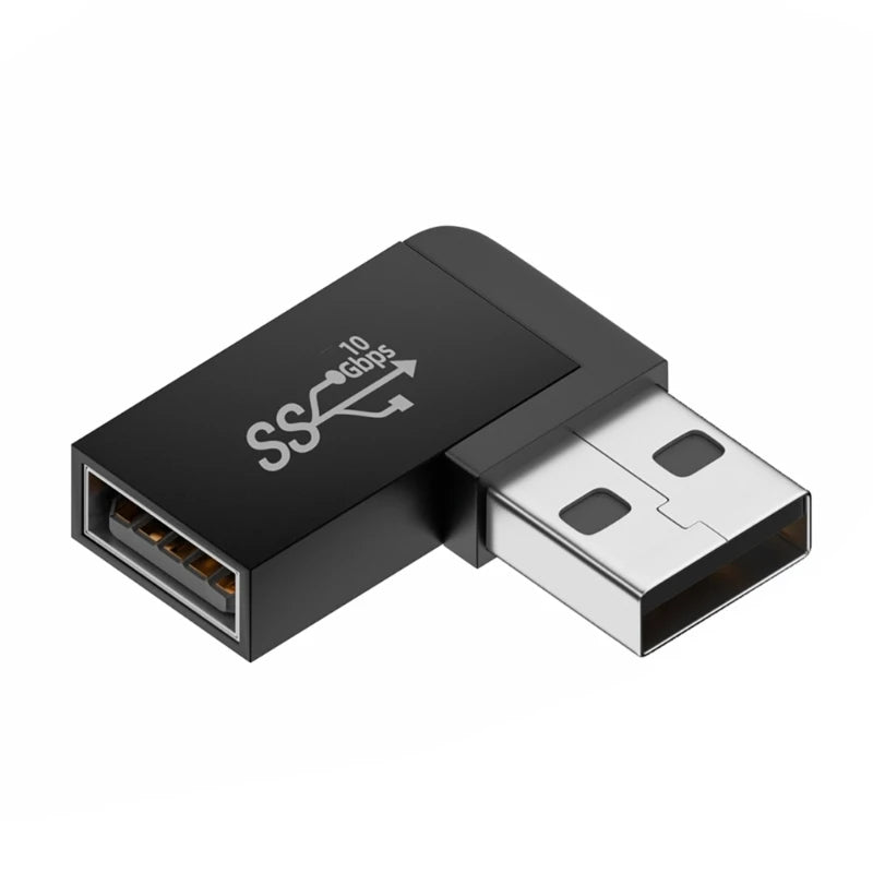 90° USB 3.0 Right Angle Adapter Male to Female 10Gbps USB Angle Adapter Axl side bend