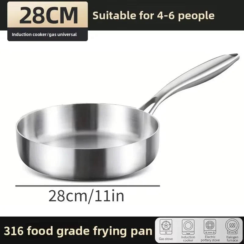 KEMORELA 316 Stainless Steel Wok Frying Pan | Gas & Induction Stainless Steel Wok Axl 28cm
