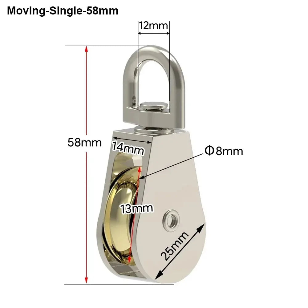 Zinc Alloy Moving Pulley Single & Double Sheave 43/58/86mm Metal Sheave Pulley Axl 58mm Single