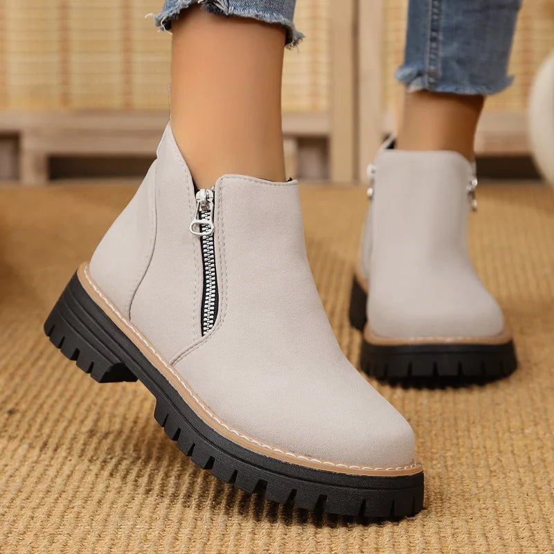 UXST Women's Platform Ankle Boots | Plus Size Thick Sole Zip Platform Ankle Boots Axl