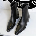 Women's Pointed Toe Ankle Boots – Square Heel Zipper Street Style Ankle Boots Axl Black 35
