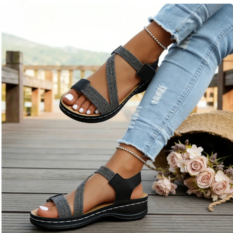Women's Wedge Sandals – Open Toe Retro Platform Beach Shoes Wedge Sandals Axl