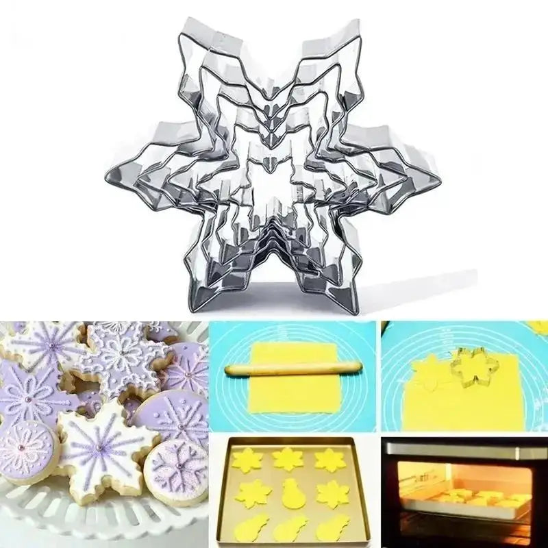 5-Piece Snowflake Cookie Cutters – Stainless Steel Christmas Set Cookie Cutter Set Axl