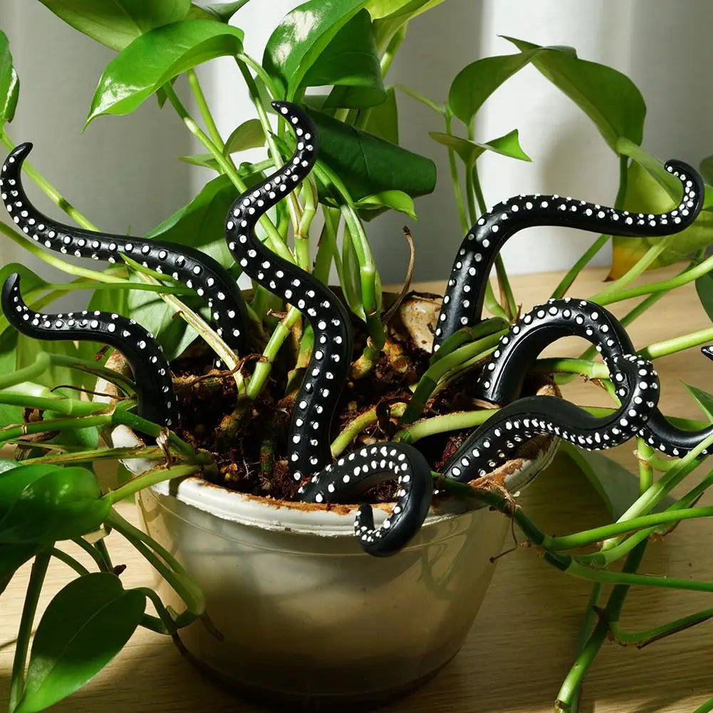 Glow-in-the-Dark Octopus Tentacle Plant Stakes – 7-Piece Set Garden Décor Stakes Axl