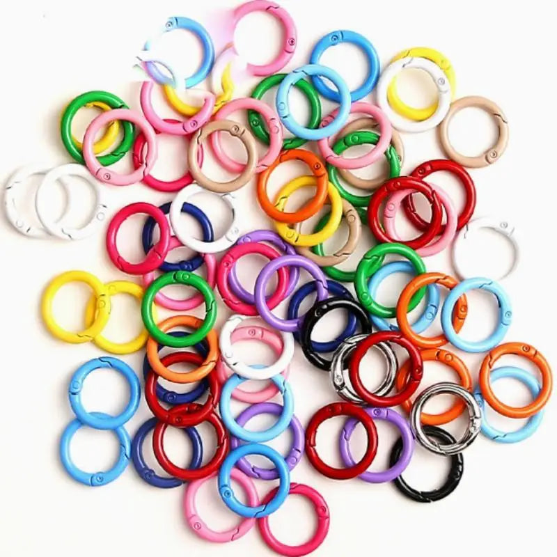 50 Pcs 25mm Colorful Alloy Spring O-Ring Buckles for DIY Keychains Keychain Ring Hardware Axl 50Pcs