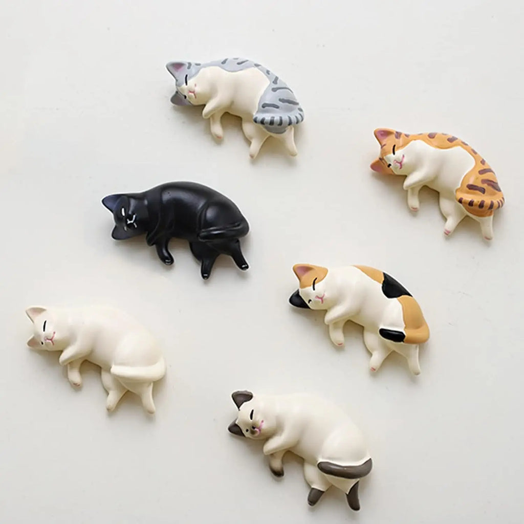 6-Pack 3D Cat Fridge Magnets – Cute Resin Kitty Magnet Set Decorative Magnets Axl