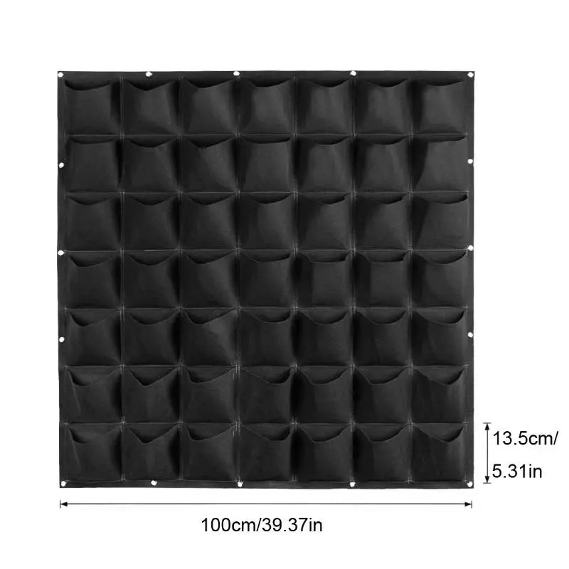 Vertical Wall Planter Bags – 9, 18 & 49 Pocket Grow Bags Vertical Garden Planter Axl 49 Pocket Black