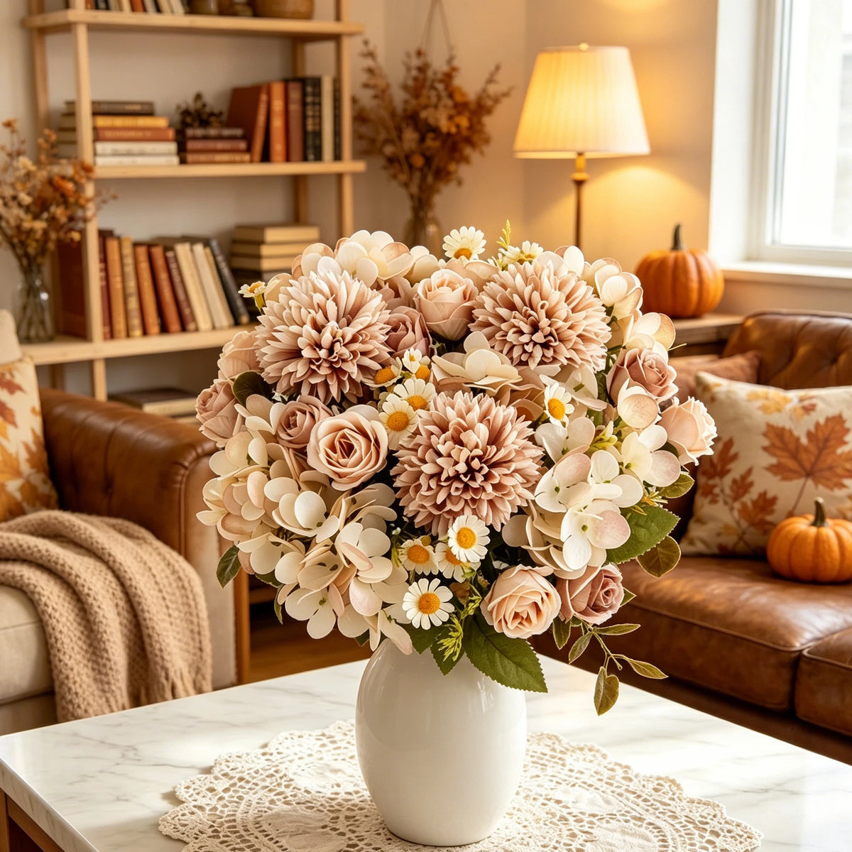 Artificial Chamomile Bouquet – Silk Flowers for Home & Wedding Artificial Flower Bouquet Axl