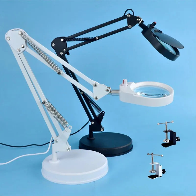 LED Magnifying Glass with Cantilever Bracket | 3-Color Lighting LED Magnifying Glass Axl black 10x