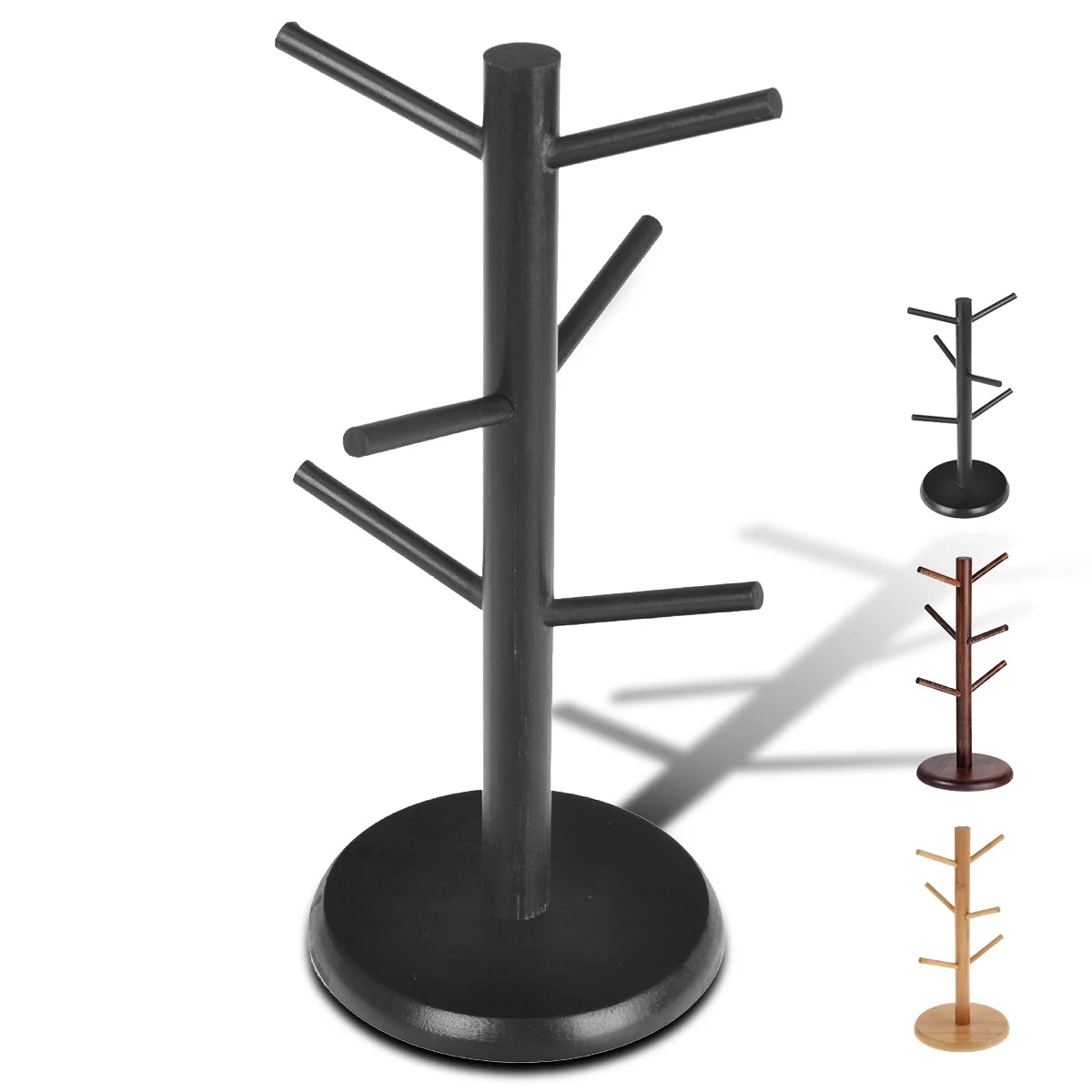 Bamboo Mug Tree Stand – 6-Cup Space-Saving Kitchen Organizer Mug Tree Stand Axl