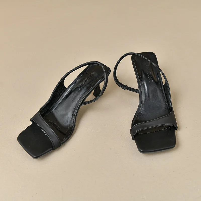Women's Square Toe Slip-On Sandals – Open Toe Summer Heels Women's Sandals Axl Black 39