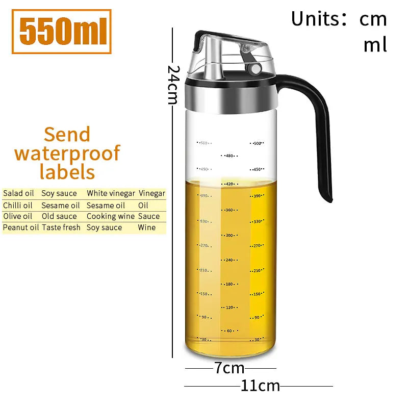 KEMORELA Glass Oil & Seasoning Dispenser Bottle | Drip-Proof Oil Dispenser Bottle Axl 550ml