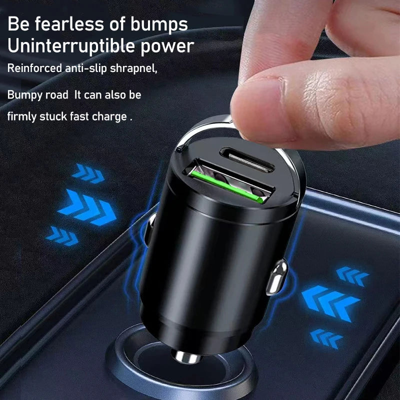Mini 100W USB-C Car Charger – PD & QC Fast Charging Adapter Car Phone Charger Axl