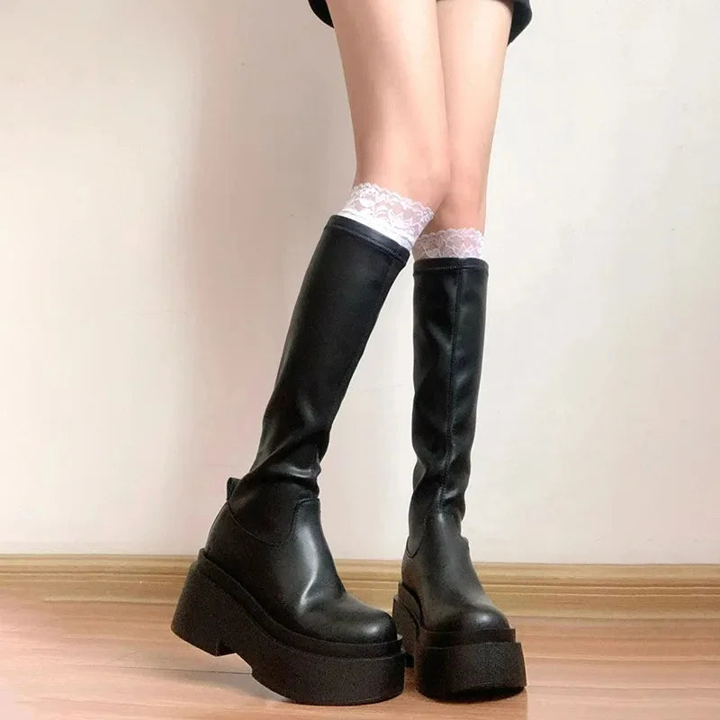 Women's Stretch Wedge Booties – Slip-On Belt Buckle Boots Wedge Stretch Booties Axl Black 40