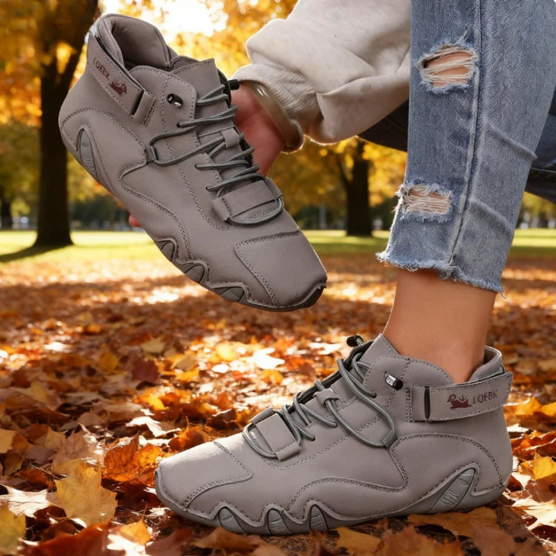 ZULIWAGN Women's Leather Lace-Up Ankle Boots – Lightweight Leather Ankle Boots Axl Gray 45