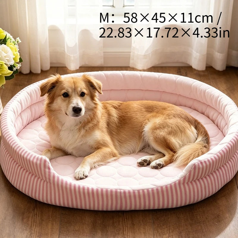 KEMORELA Cooling Ice Silk Pet Mat for Cats & Dogs | Breathable Cooling Pet Mat Axl Pink M