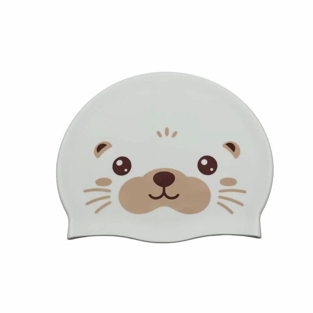 Sea Otter Silicone Swim Cap – Funny Bathing Hat for Adults Silicone Swim Cap Axl White