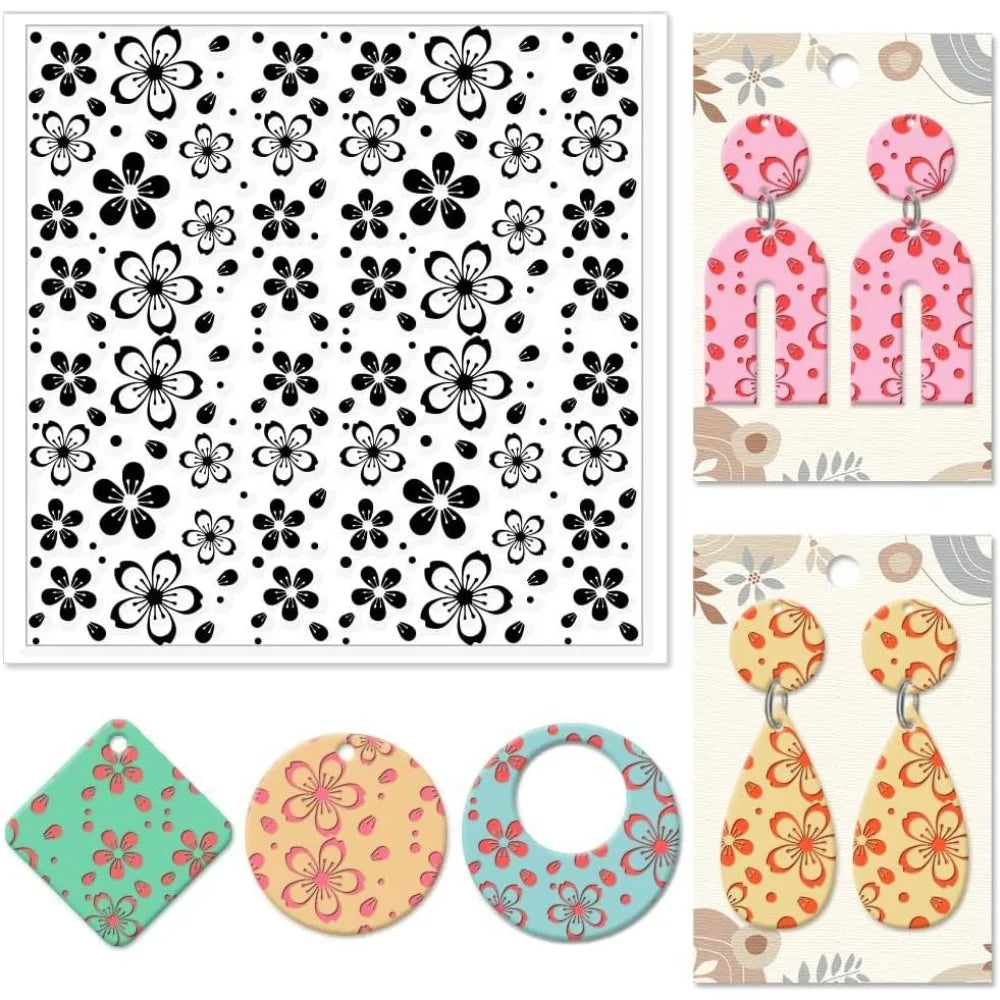 Cherry Blossom Polymer Clay Texture Sheet & Stamp – 14x14cm Clay Texture Stamp Axl AECH04-19558