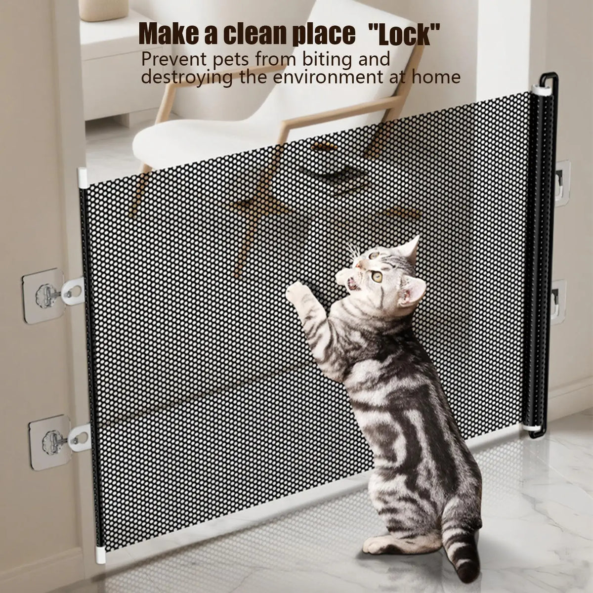 Retractable Pet Gate – Dog & Cat Safety Barrier, No-Drill Retractable Pet Gate Axl
