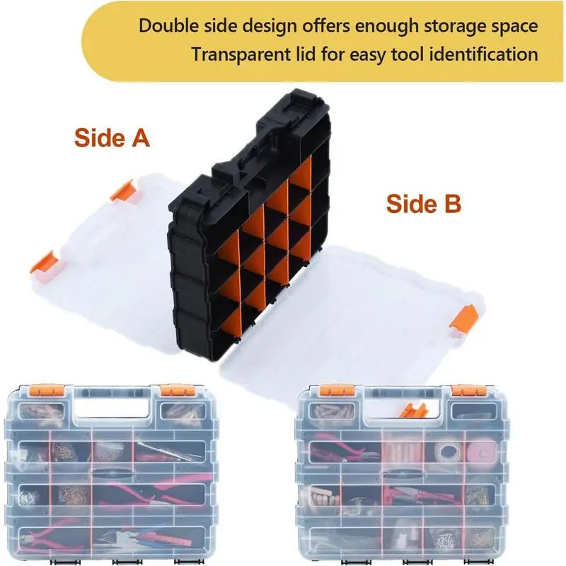 Double-Sided Hardware Organizer Box with Removable Dividers Storage Organizer Box Axl