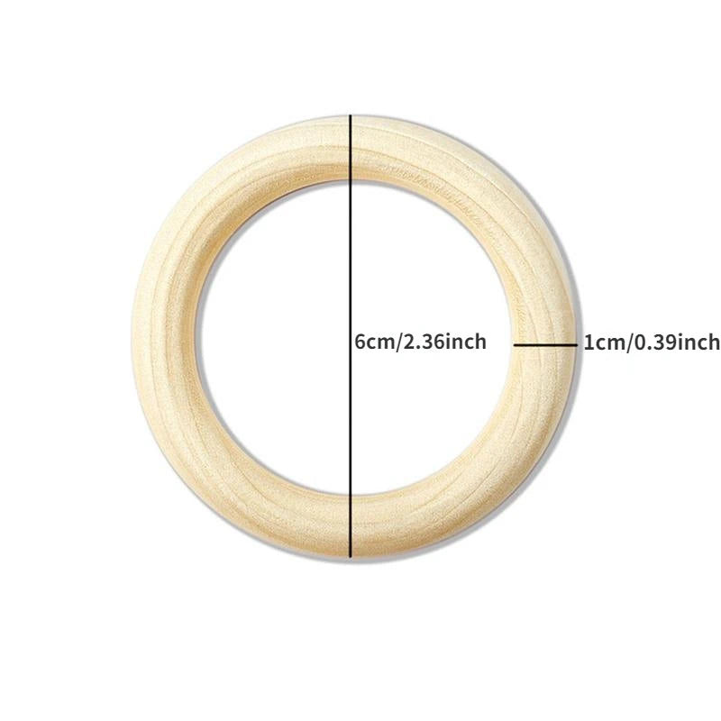 10Pcs Unfinished Wood Rings 40–100mm | Macrame & DIY Crafts Wood Craft Rings Axl
