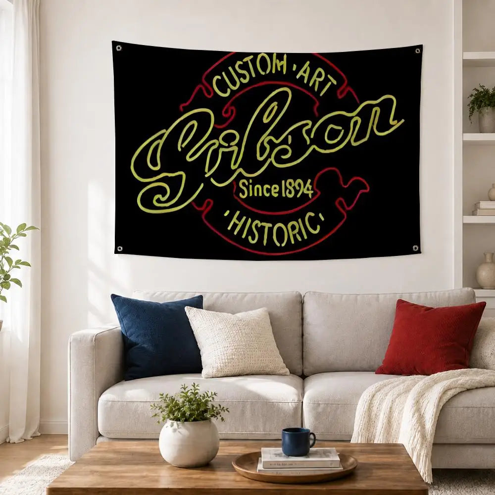 Gibson Band Flag – Indoor & Outdoor Wall Art Banner Decorative Wall Flag Axl