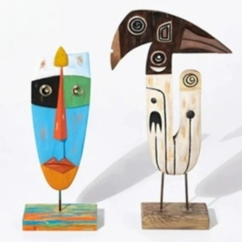 Solid Wood Figurines – Modern Carved Home Decor Sculptures Wood Figurine Sculpture Axl