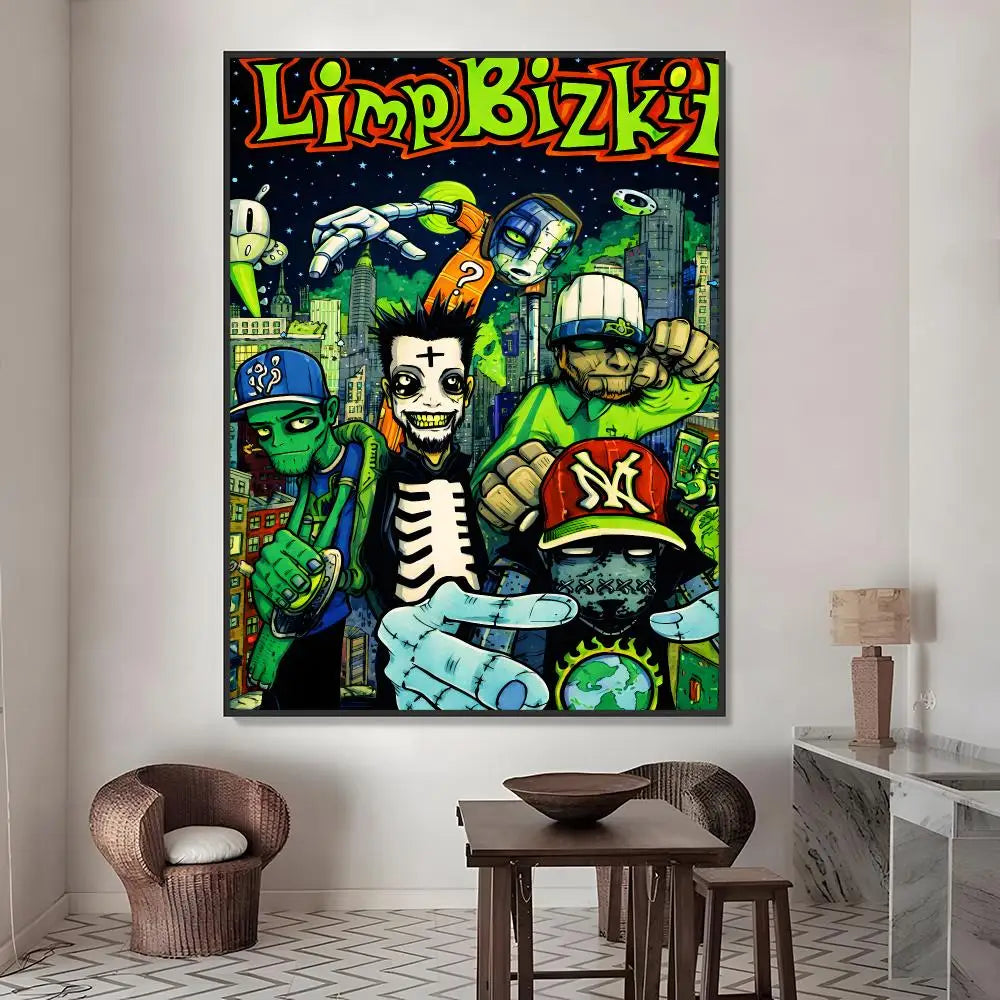 Limp Bizkit Poster – HD Waterproof PVC Wall Sticker Decor Wall Poster Sticker Axl White12 60X90cmNoframe