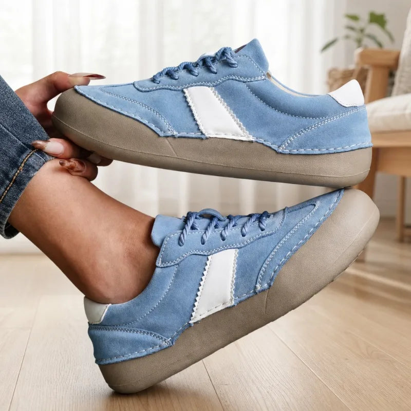 ZULIWAGN Women's Wide Toe Flat Casual Sneakers | Lace-Up Women's Flat Sneakers Axl