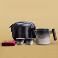 Ceramic Blue Kung Fu Travel Tea Set | Japanese Portable Teapot Kung Fu Tea Set Axl D