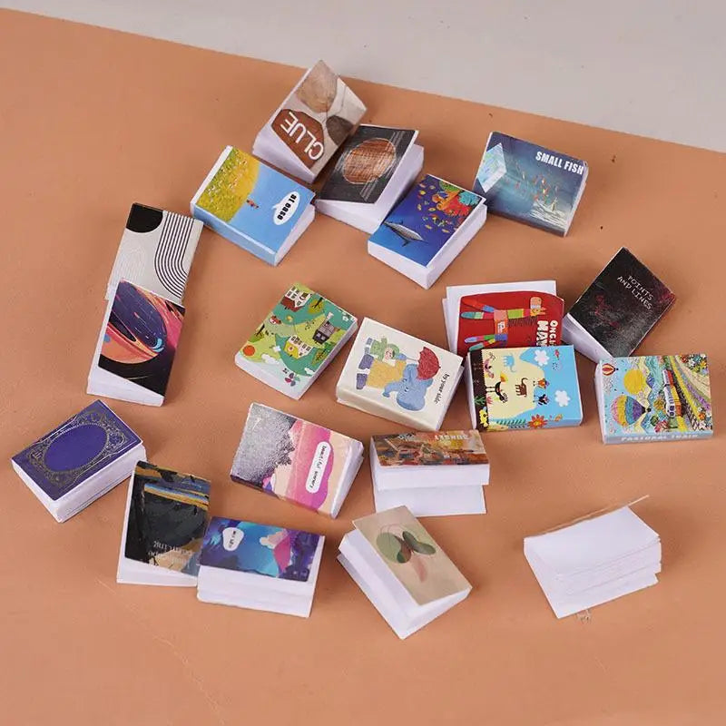 Miniature Dollhouse Cabinet Set with 20 Books | 1:6 & 1:12 Scale Dollhouse Furniture Set Axl